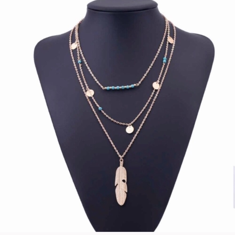 Three layered feather necklace - Picture 1 of 2
